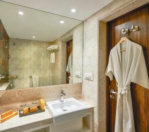 孟买巴瓦瑞跟酒店的一间带水槽和镜子的浴室