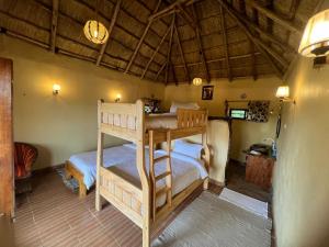 马赛马拉Olaloi Mara Camp的一间卧室配有两张双层床。