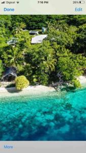 Aimbuei BayAore Hibiscus Retreat的享有热带岛屿的空中景致,享有蓝色海水