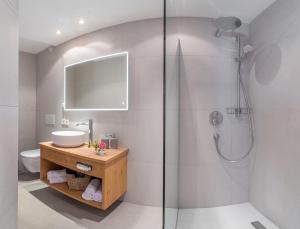 施图拜河谷新施蒂夫特尚恩霍夫酒店的带淋浴、盥洗盆和卫生间的浴室