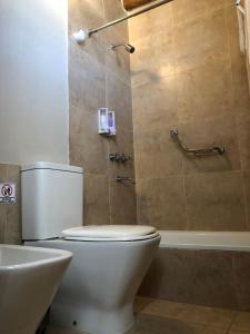 塔菲德尔瓦勒Puro Campo的浴室配有卫生间、淋浴和盥洗盆。