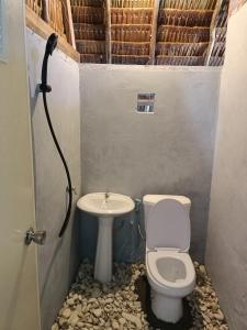 KriWarahnus dive homestay的一间带卫生间和水槽的浴室
