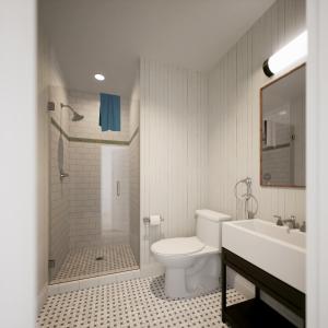 SunderlandHill Farm Inn - Manchester的白色的浴室设有卫生间和水槽。