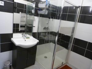 维耶尔宗Appartement T.2 - Parking -Gratuit的一间带水槽和淋浴的浴室