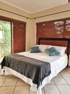 比勒陀利亚La Casa Greeff Guesthouse的一间卧室配有一张大床和两个枕头
