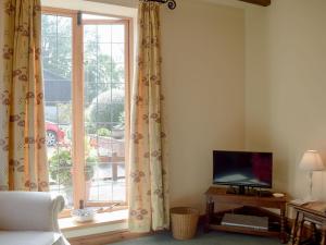TregynonY Bwthyn-uk31367的一间带电视和窗户的客厅