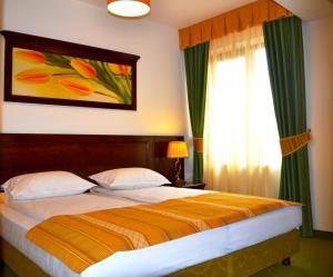 苏恰瓦雷斯登斯酒店的一间卧室设有一张床和一个窗口
