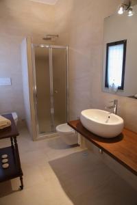 奥斯图尼Podere Madia的一间带水槽、卫生间和淋浴的浴室