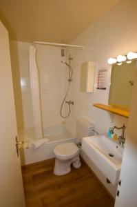 杜塞尔多夫哈姆酒店的浴室配有卫生间、浴缸和水槽。