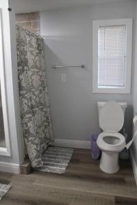 坦帕Torres Tiny Home Midtown WestTampa RJS的一间带卫生间和淋浴的浴室