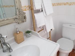 马尔旺A Casa Pequenina - Escusa, Marvão的白色的浴室设有卫生间和水槽。