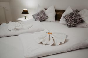 赫任斯科Hotel U Lípy的两张白色的床,上面有白色毛巾