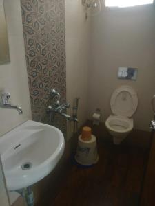 波戈马洛Saritas Guest House - Bogmalo Beach的浴室配有白色水槽和卫生间。