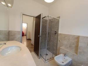 阿巴迪亚拉里亚纳Maison de Carmen的带淋浴、盥洗盆和卫生间的浴室