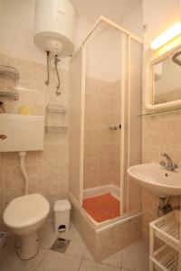 乌格连Apartments by the sea Ugljan - 348的带淋浴、卫生间和盥洗盆的浴室