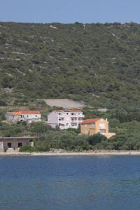 韦利拉特Apartments and rooms by the sea Cove Soline, Dugi otok - 448的水边山丘上的一群房子
