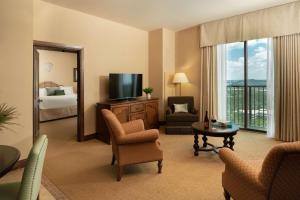 奥斯汀Hotel Viata的酒店客房带一张床和电视