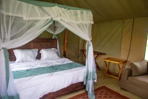 NyabogatiSerengeti Kamwene Tented Camp的帐篷内一间卧室,配有一张床