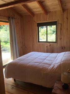 Los QueñesLos Quenes River Lodge的一间卧室设有一张床和一个窗口