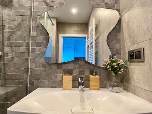 帕斯底拉卡萨Prime Loft ANDORRA的一间带水槽和镜子的浴室