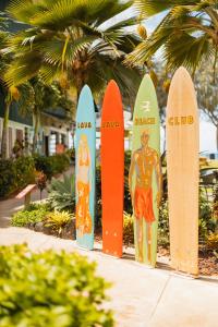 卡帕阿考伊海滩酒店的一组冲浪板连在一起