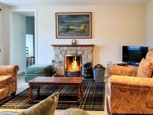 ArnisdaleGrieves Cottage的客厅设有壁炉和沙发。