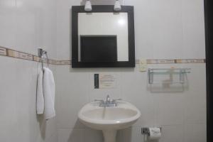 萨卡特卡斯Hotel Alika的一间带水槽和镜子的浴室