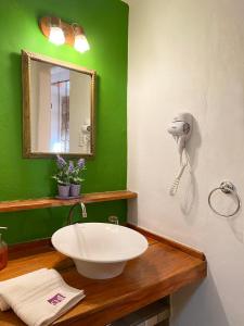 普尔马马尔卡Chilcagua的绿色浴室设有水槽和镜子