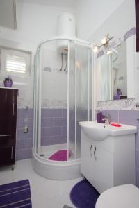 拉维尼Apartments with a parking space Ravni, Labin - 7674的带淋浴和盥洗盆的浴室