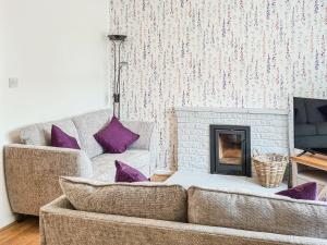 Longniddry2 Setonhill Cottages的带沙发和壁炉的客厅