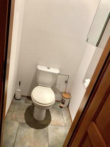 米卢斯L’Alsacien Cosy : Duplex - Netflix - Wifi/Fibre的一间位于客房内的白色卫生间的浴室