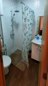 维尔蒂尼克Lux Snezana的带淋浴、卫生间和盥洗盆的浴室