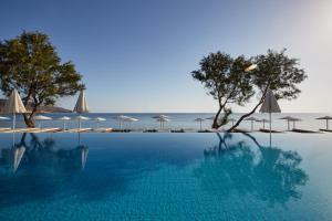 科林瓦里奥Giannoulis - Grand Bay Beach Resort (Exclusive Adults Only)的一个带遮阳伞和海洋的游泳池