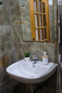 普拉亚Helton´s Residence的一间带水槽和镜子的浴室