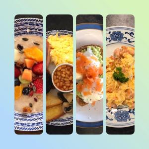 凯西克枫叶银行乡村宾馆的一张四张不同早餐食品的照片拼贴