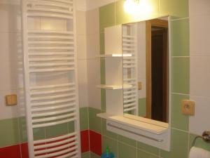 BorohrádekEkofarma Bílý mrak的浴室拥有绿色和白色的墙壁,配有镜子