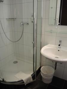 布伦瑞克宫廷酒店的带淋浴和盥洗盆的浴室