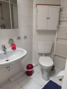 HagenStubnitz的白色的浴室设有卫生间和水槽。