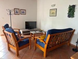 洛斯·亚诺斯·德·阿里丹Casa Agustín的客厅配有两把椅子和电视
