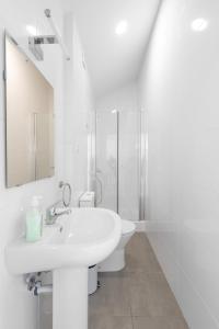 圣佩罗多索Ínsua Hostel的白色的浴室设有水槽和卫生间。