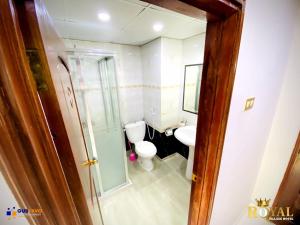 达累斯萨拉姆Royal Village Hotel的一间带卫生间和水槽的浴室