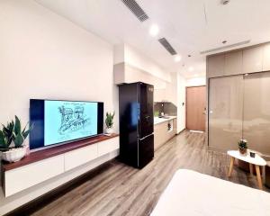 河内Titmit Studio-Căn hộ cao cấp VinhomesOceanPark的客厅设有壁挂式平面电视。