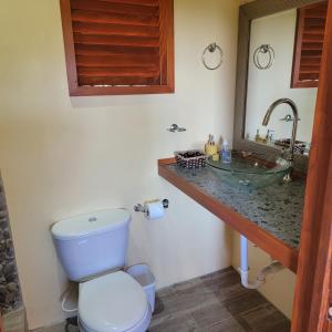昂斯拉雷区Tropical Paradise View的一间带卫生间和水槽的浴室