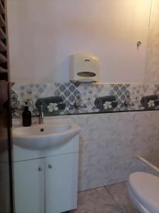 奇卡马港Hospedaje Restaurante El Hombre的一间带水槽和卫生间的浴室