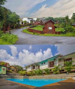 GimviWada Chirebandi的两幅有房屋和道路的城镇图片