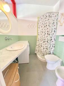毕博纳的码头Apartments Via Dei Platani的一间带水槽、卫生间和淋浴的浴室