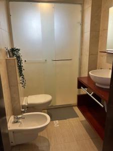 安曼Ronza Elegant Apartment的一间带卫生间和水槽的浴室