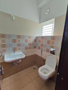 迈索尔Lishan Apartment的一间带卫生间和水槽的浴室