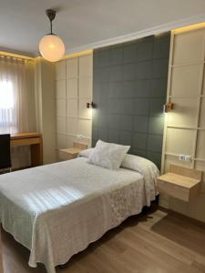 阿尔巴塞特普林西比酒店的卧室配有白色的床和电视。