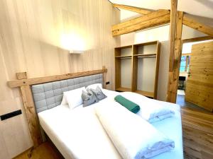 塞尔赖因山谷格里斯Appartements Zur Post的木墙客房 - 带两张单人床